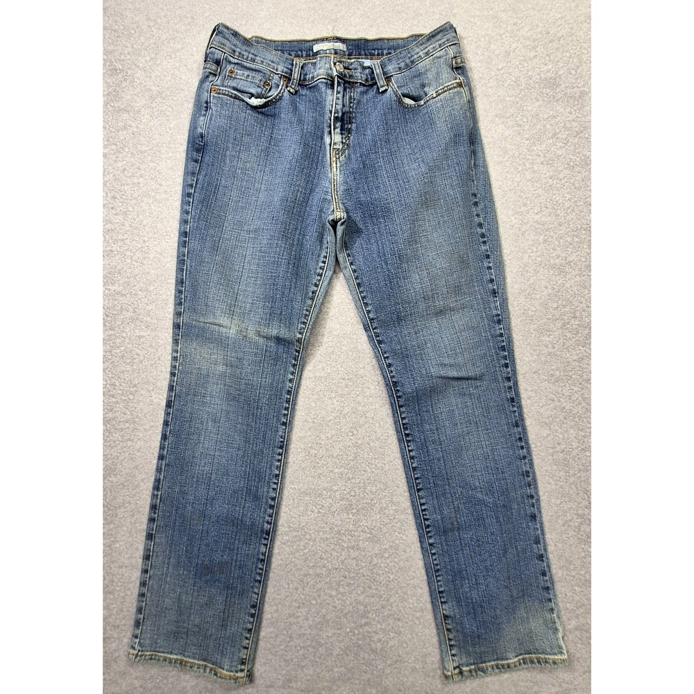 Vtg Levi's 505 Jeans Womens 12M Blue Straight Leg Medium Wash Stretch Denim Y2K